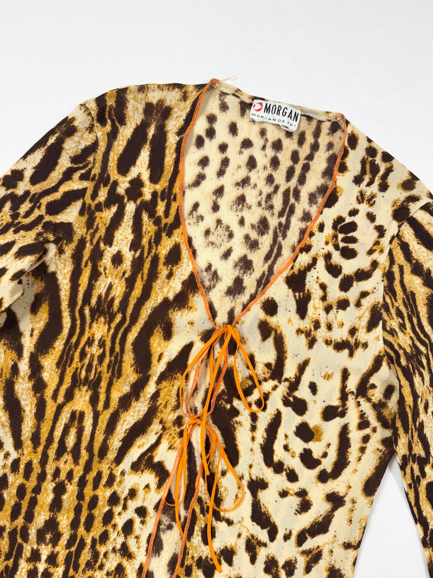 Morgan De Toi Leopard Tie Front 3/4 Sleeve Top ♡ S