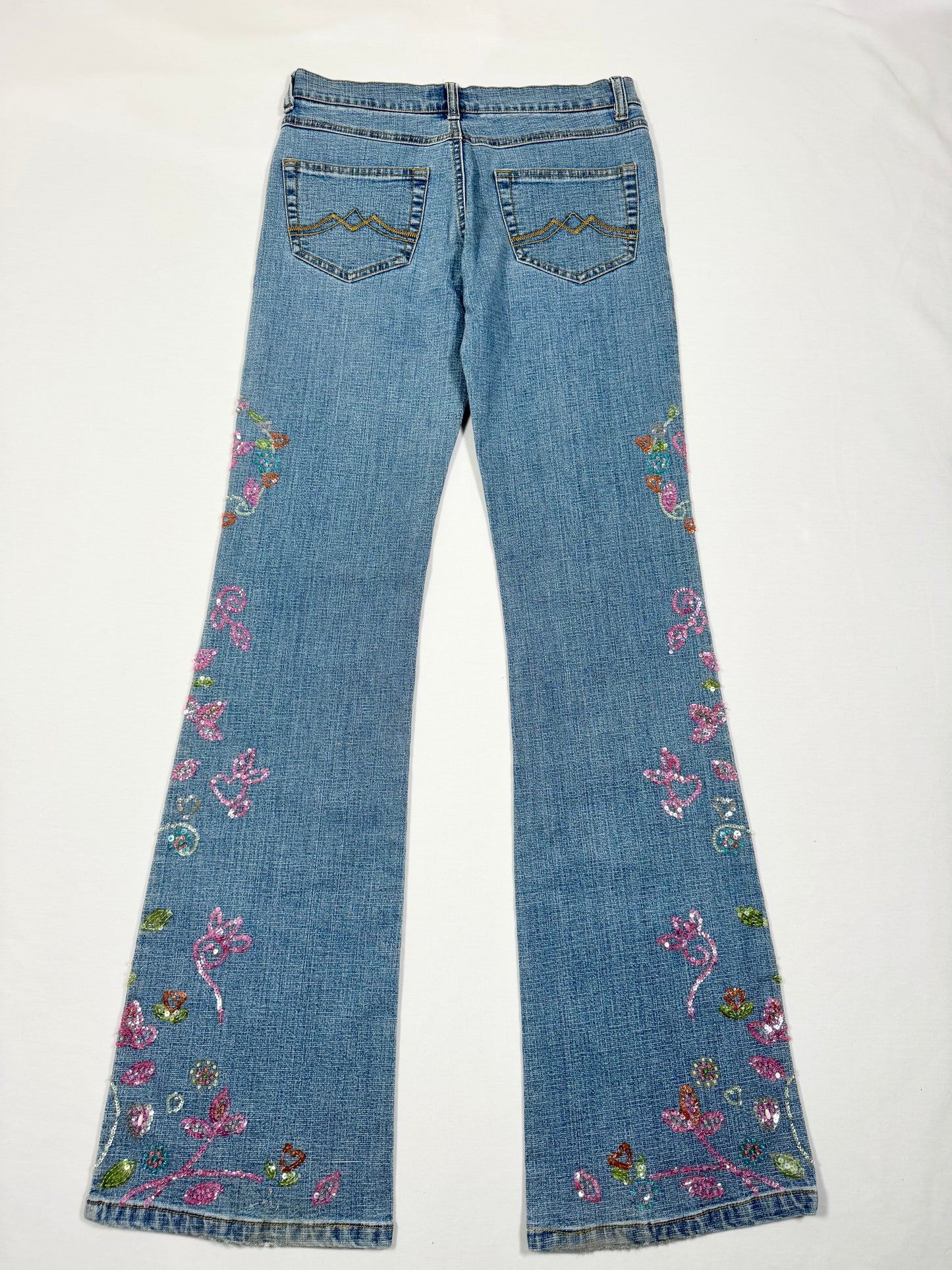 Bebe Sequin Flared Jeans