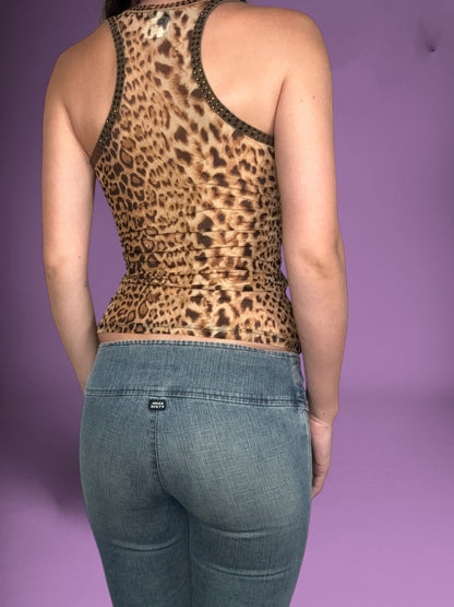 D&G Diamante Leopard Mesh Tank ♡ S