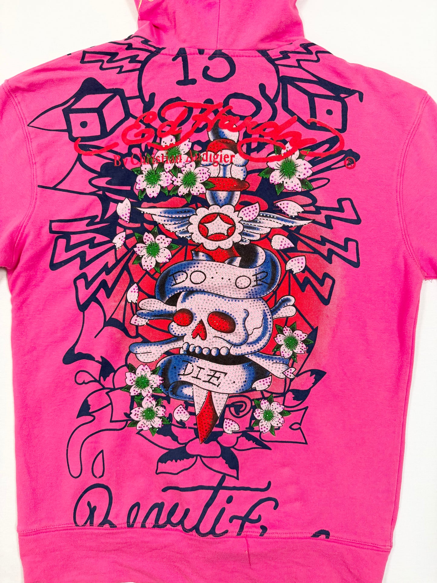 Pink Ed Hardy Zip Up Hoodie ♡ M