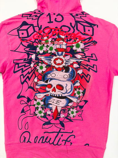 Pink Ed Hardy Zip Up Hoodie ♡ M