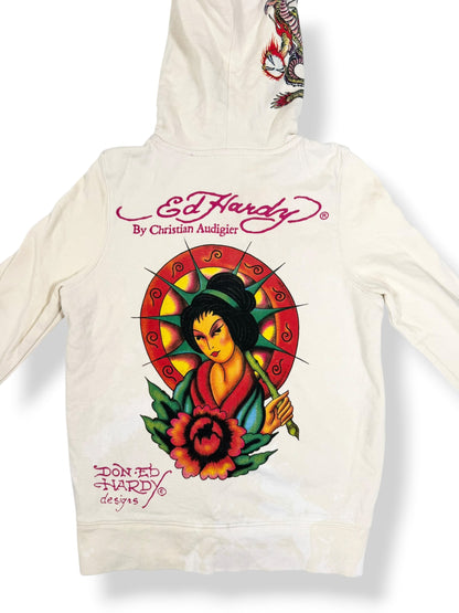 Pink Faux Fur Hood Ed Hardy Zip Up ♡ S