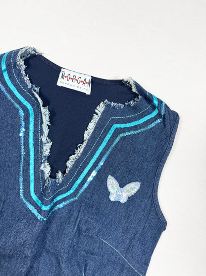 Morgan De Toi Denim Butterfly Tank ♡ Size XS
