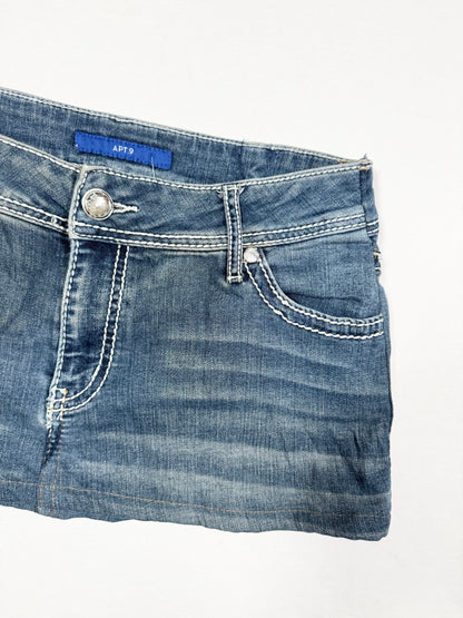 Diamante Pocket Denim Mini Skirt ♡ Size S/M