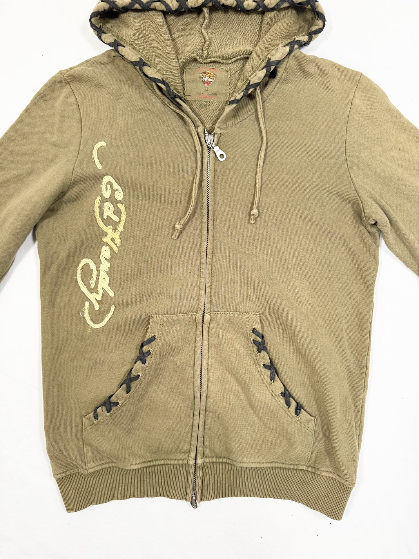 Green Ed Hardy Suede Lace Trim Hoodie  ☆
