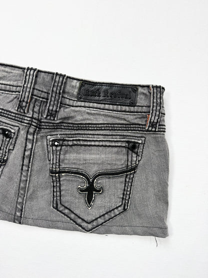 Rock Revival Grey Denim Mini Skirt ♡ 29”