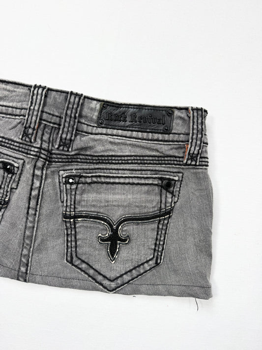 Rock Revival Grey Denim Mini Skirt ♡ 29”
