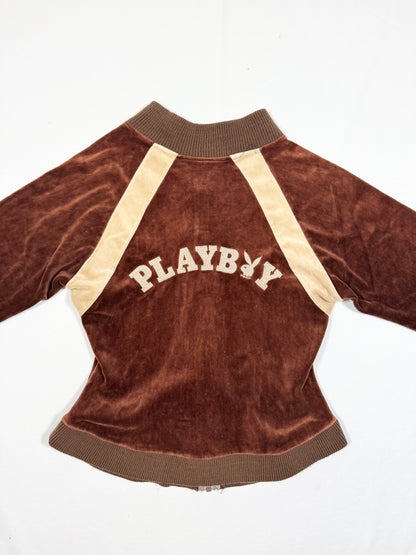 Playboy Brown Velour Zip Up ♡ Size M