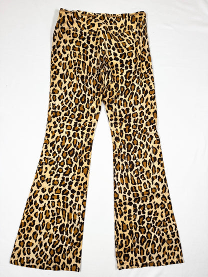 Leopard Suede Waist Flared Pants ♡ Size XS
