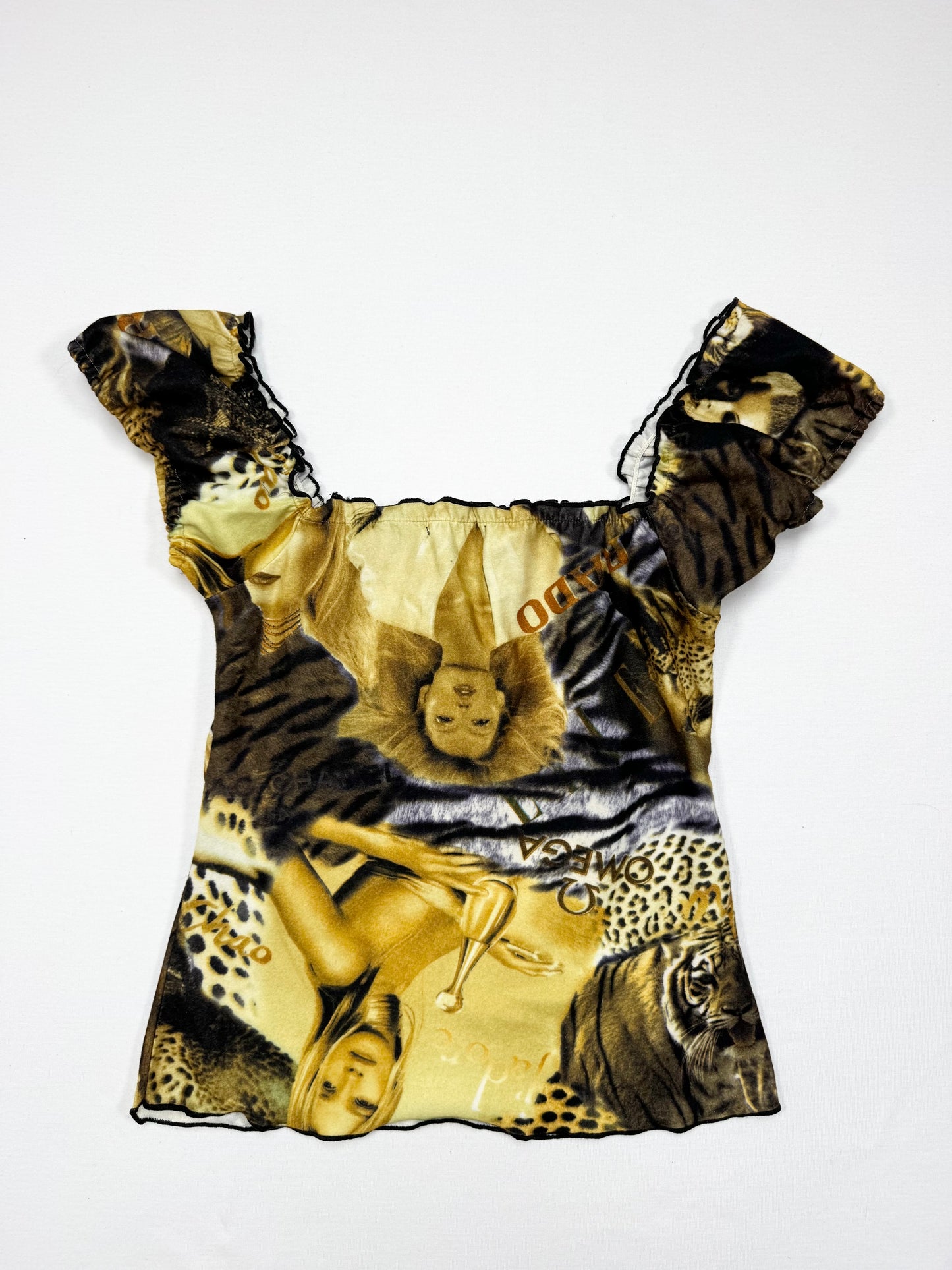 Animal Magazine Print Milkmaid Top ♡ S