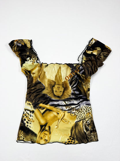 Animal Magazine Print Milkmaid Top ♡ S