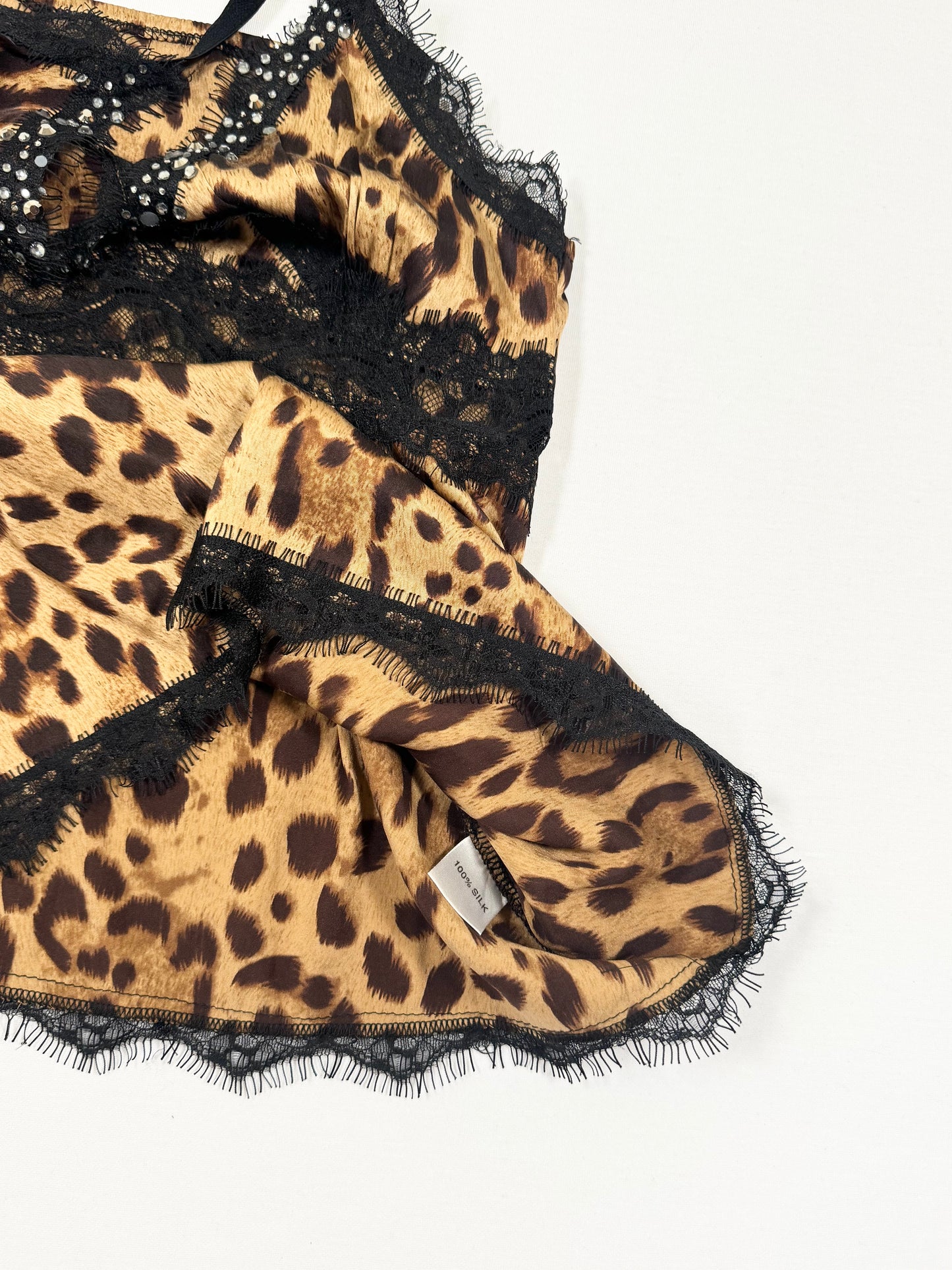 Leopard Silk Diamante Cami ♡ S