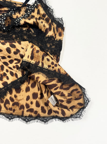 Leopard Silk Diamante Cami ♡ S