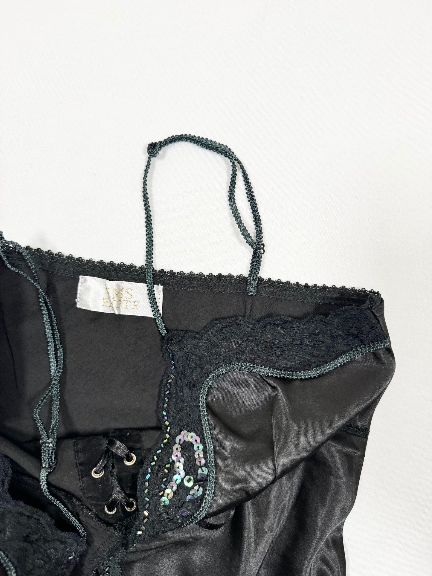 Satin Lace Up Front Cami
