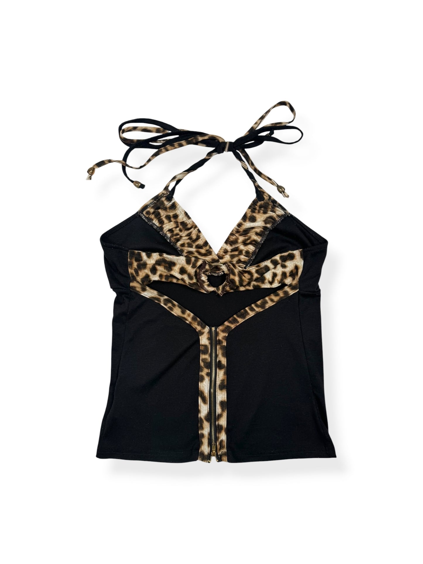 Gyaru Black & Leopard Halter ♡ S