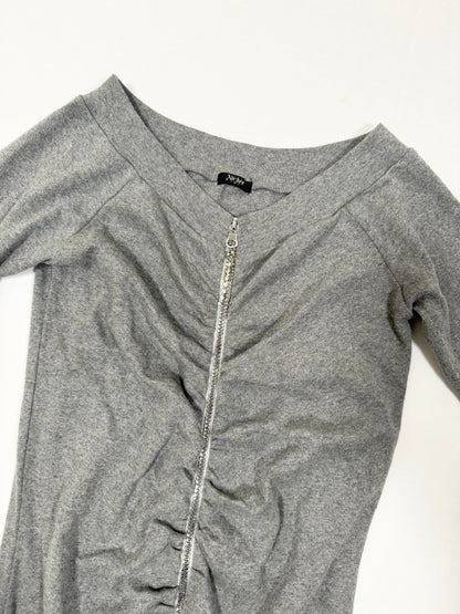 Zipper Long Sleeved Mini Dress