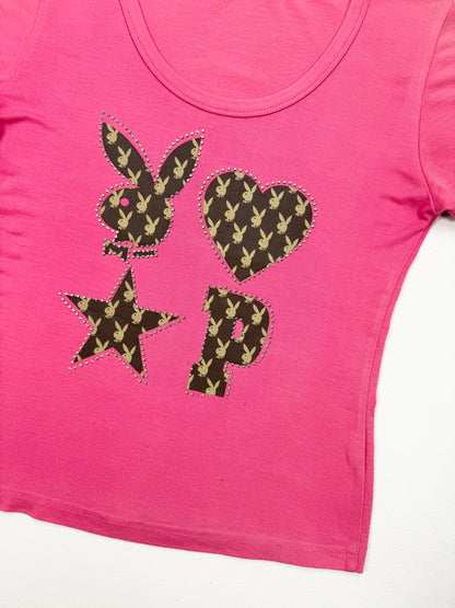 Playboy Pink & Brown Monogram Logo Tee ♡ L