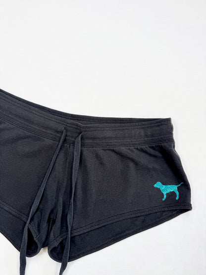 PINK Blue & Green Diamanté Logo Shorts ♡ L