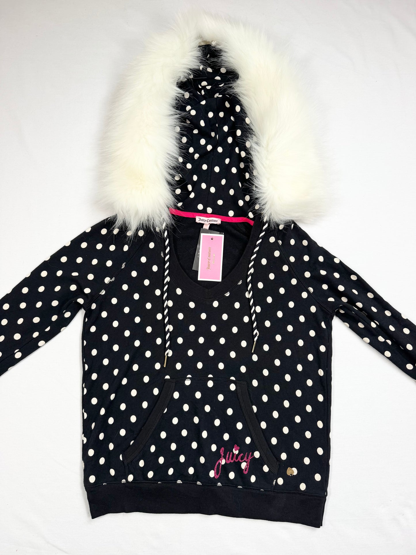 Juicy Couture Polka Dot Fur Hoodie ♡ XS