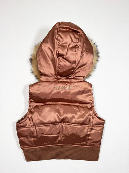 Playboy Cropped Fur Puffer Vest ♡ Size XS