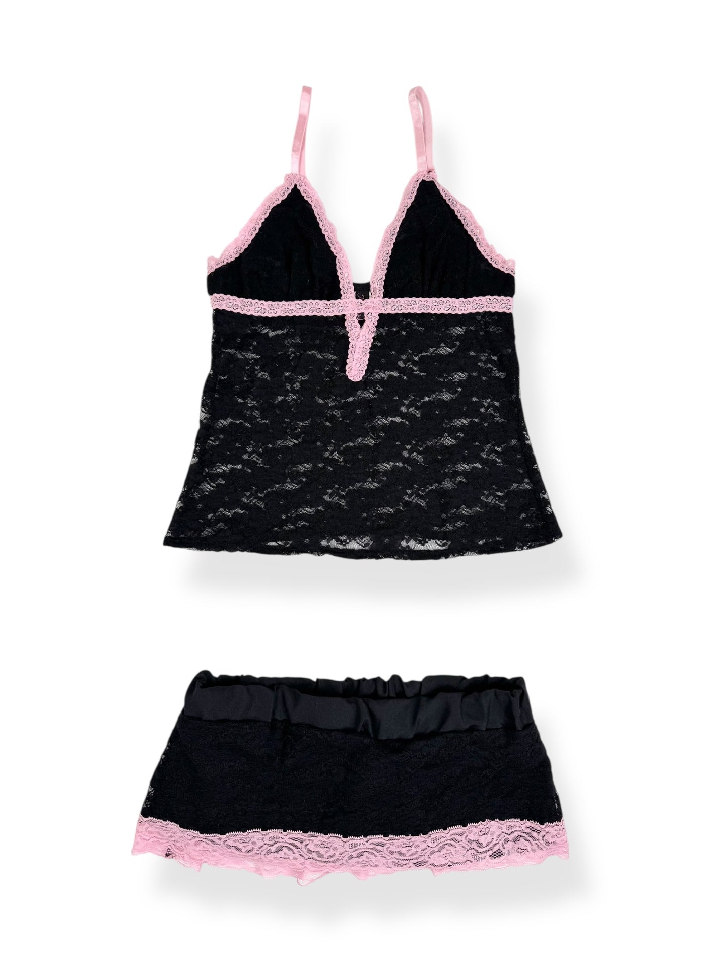 Black & Pink Lace Cami Set ♡ XS