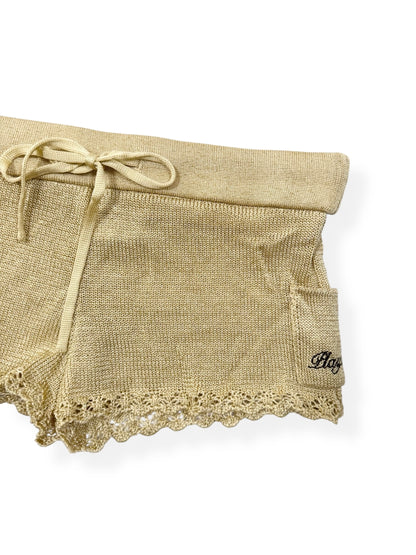 Playboy Gold Knit Bikini & Shorts Set