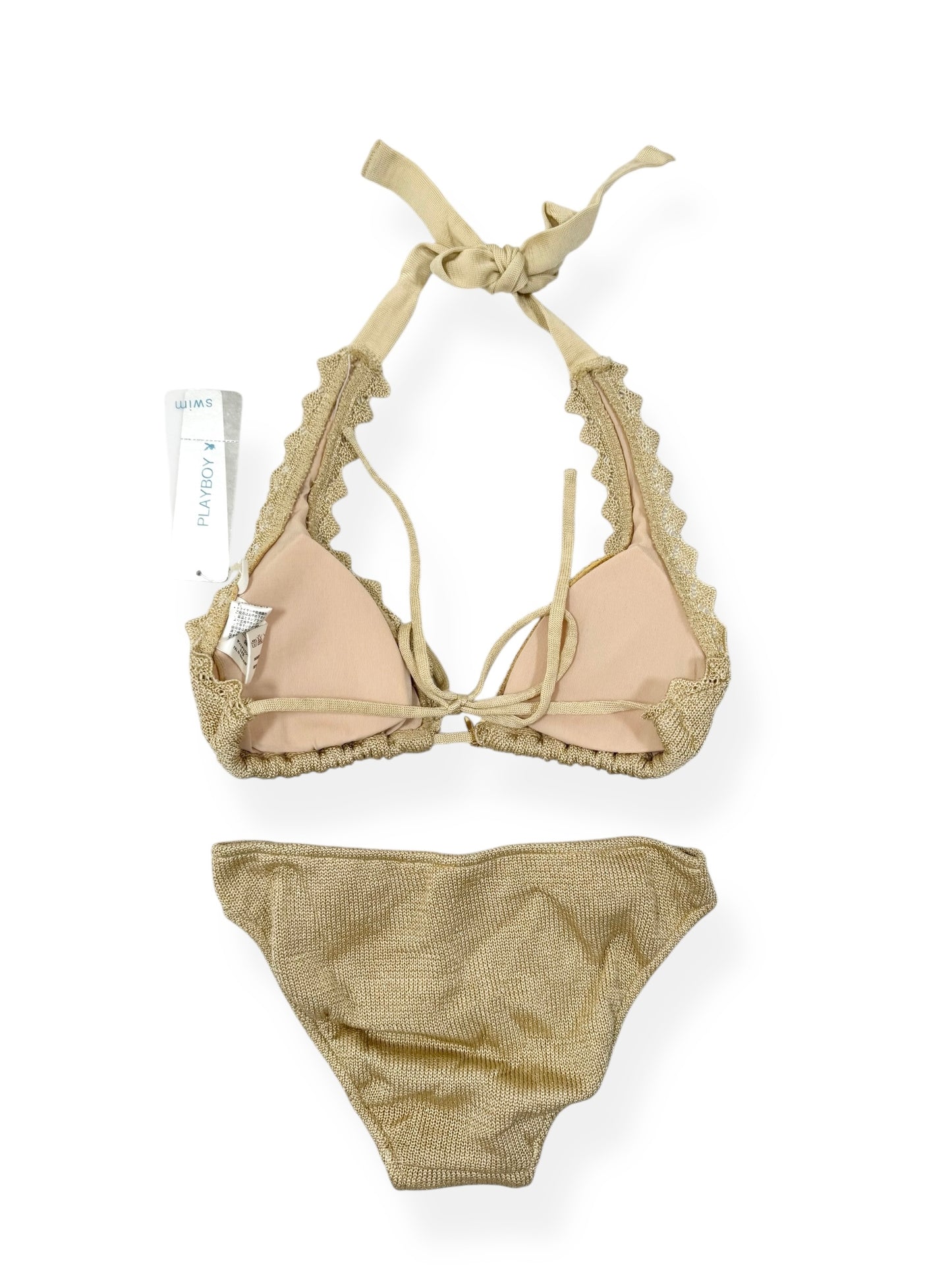 Playboy Gold Knit Bikini & Shorts Set