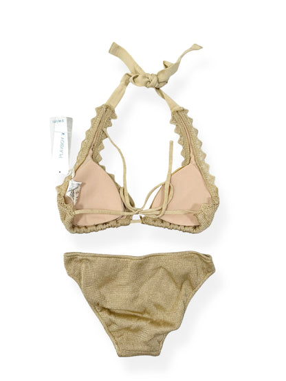 Playboy Gold Knit Bikini & Shorts Set