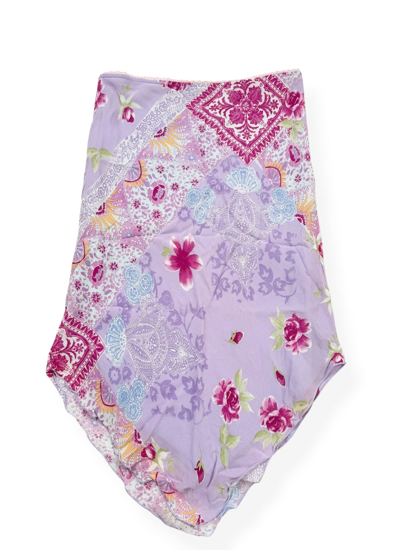 New Look Purple Paisley Handkerchief Hem Midi Skirt ♡ XL