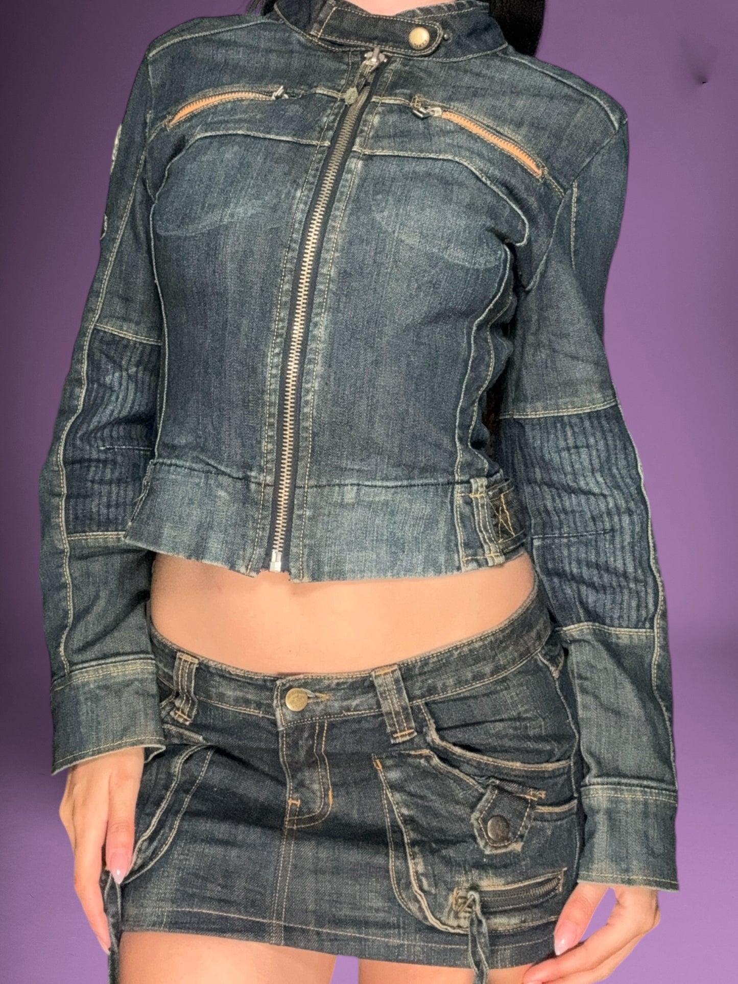 Cargo Denim Mini Skirt