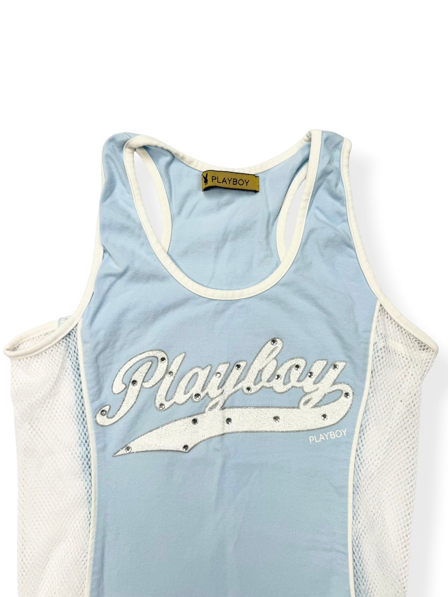 Playboy Baby Blue Mesh Sporty Tank ♡ XS