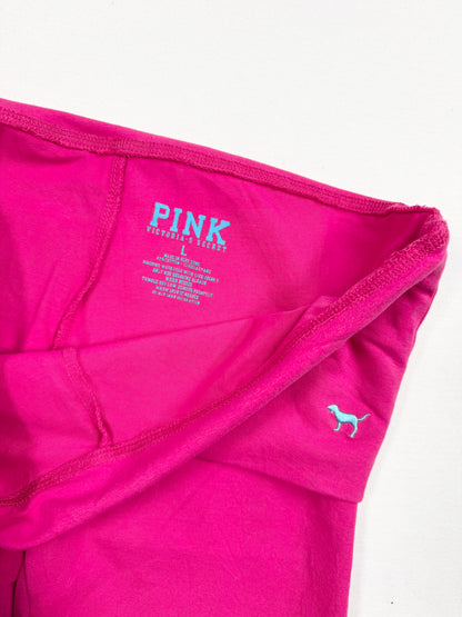 PINK Hot Pink & Blue Fold Over Waistband Leggings ♡ S/M