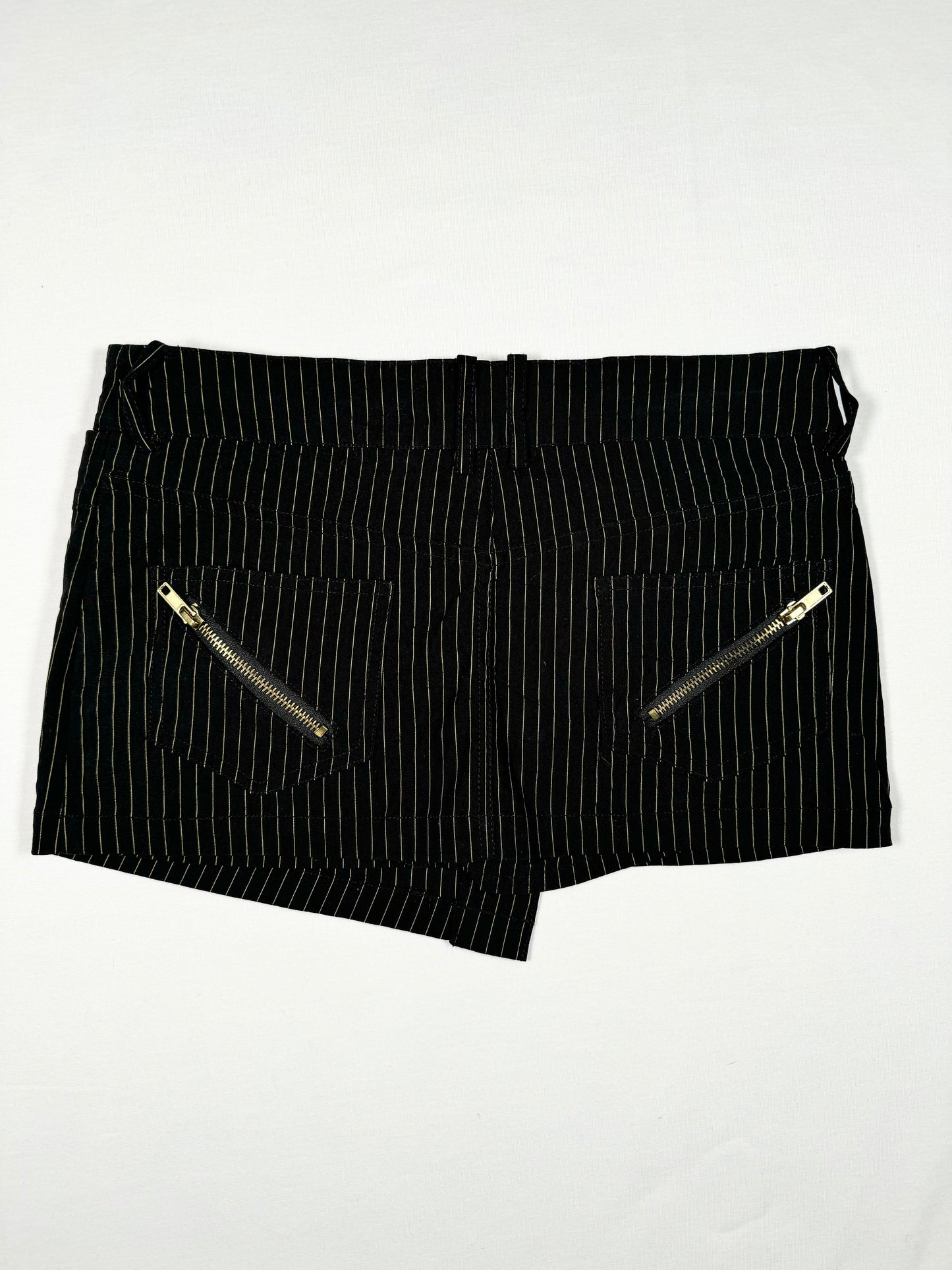 Pinstripe Asymmetric Mini Skirt