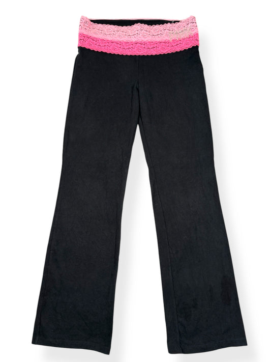 PINK Lace Waist Flared Leggings