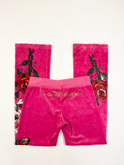 Pink Ed Hardy Velour Tracksuit ♡ S