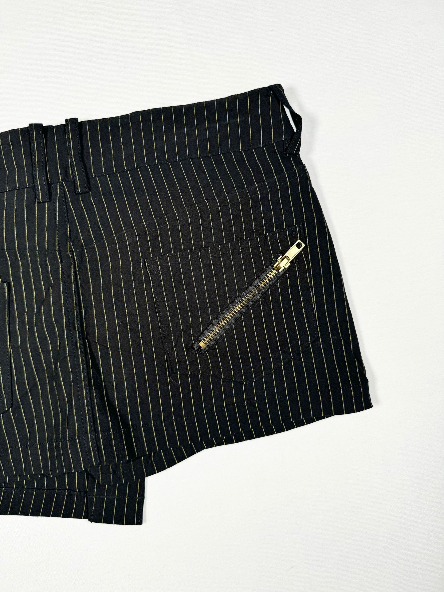 Pinstripe Asymmetric Mini Skirt