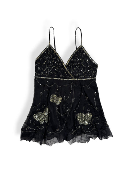Black Sequin Butterfly Cami ♡ Size S
