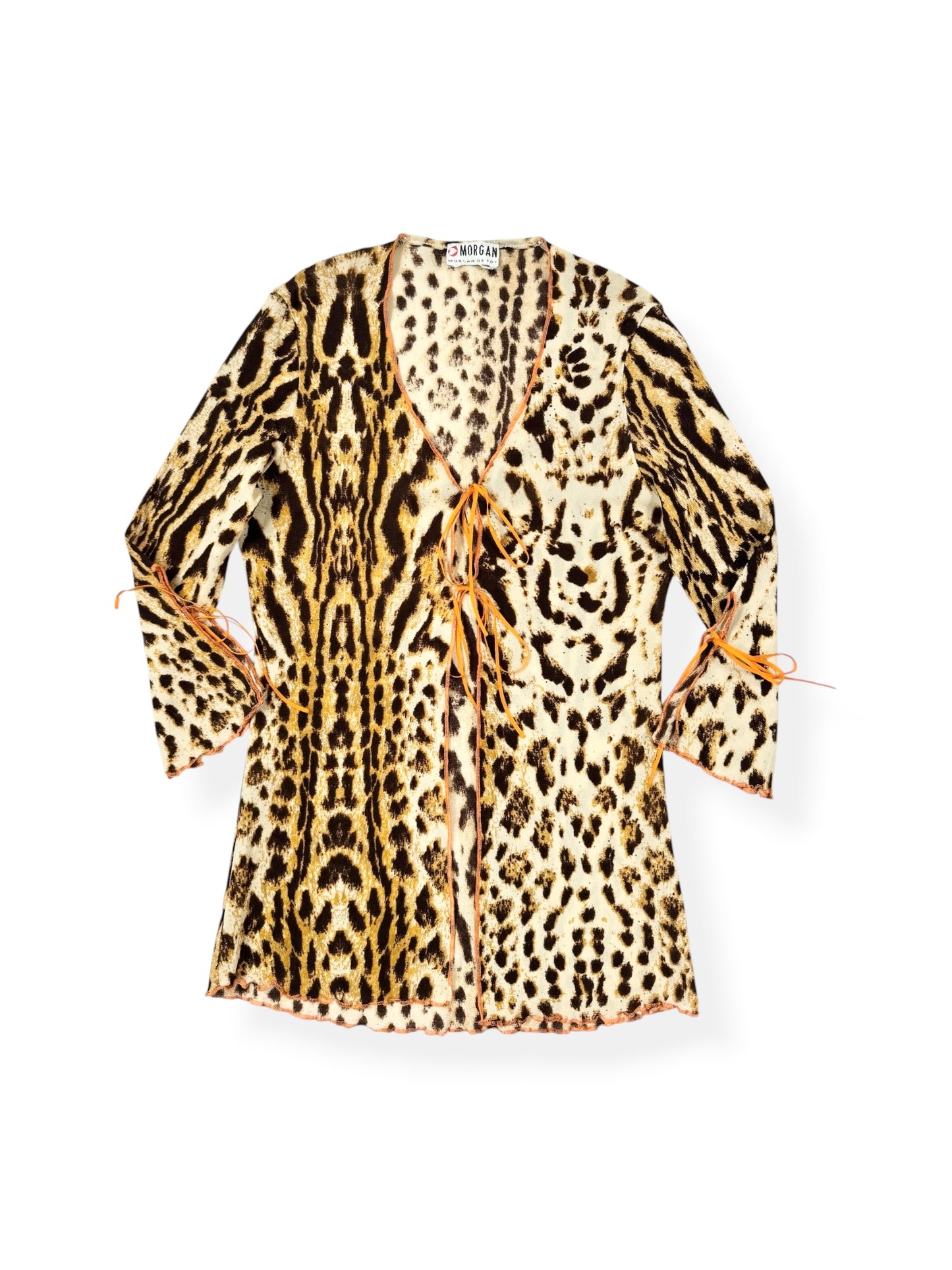 Morgan De Toi Leopard Tie Front 3/4 Sleeve Top ♡ S