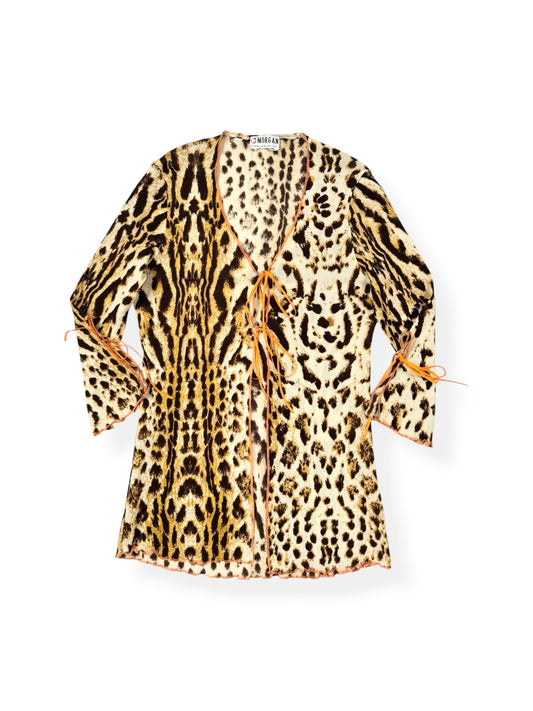Morgan De Toi Leopard Tie Front 3/4 Sleeve Top ♡ S