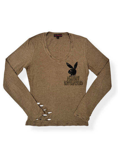 Playboy Long-sleeved Distressed Top