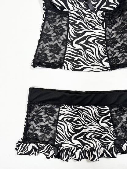 Rampage Zebra Lace Cami Set ♡ M/L