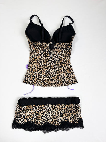 Purple Corset Leopard Cami Set ♡ XXS