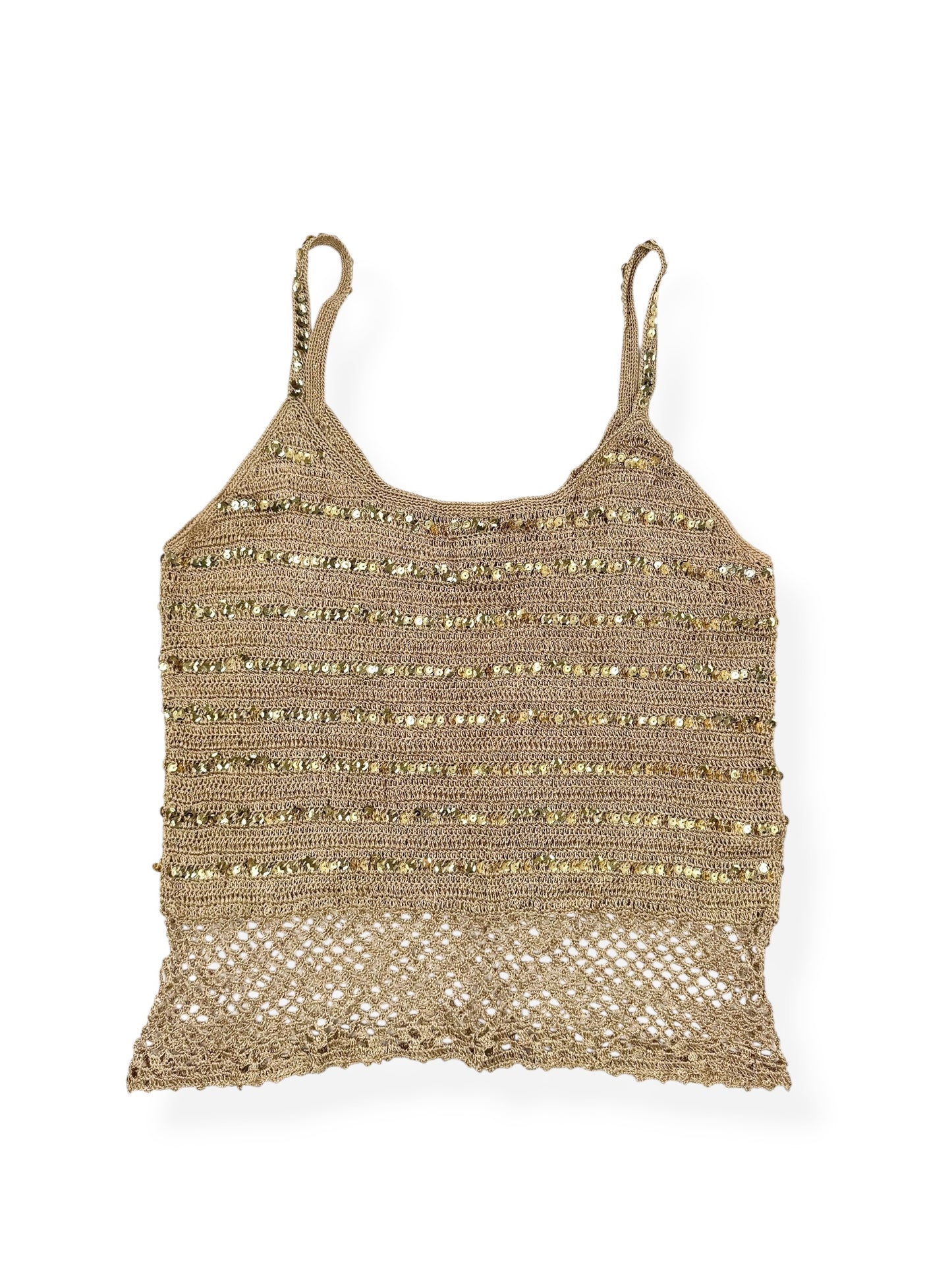 Express Gold Crochet Sequin Cami ♡ M