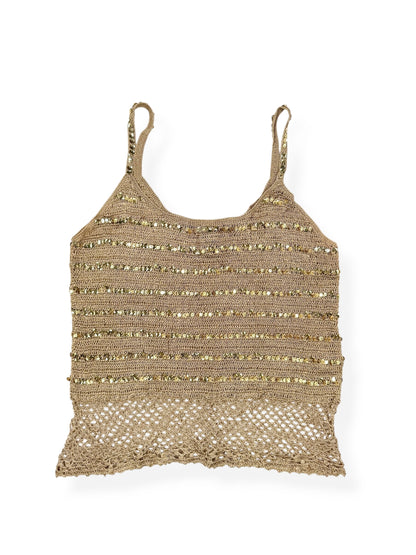 Express Gold Crochet Sequin Cami ♡ M