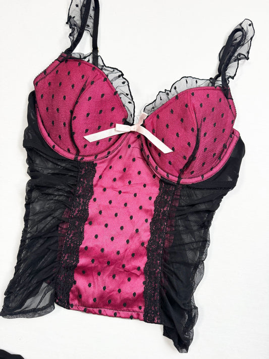 Victorias Secret Pink & Black Cami  Skirt Set ♡ XS