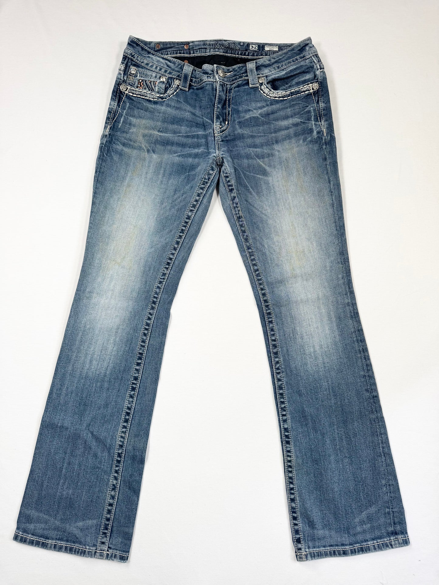 Miss Me Animal Print Flared Jeans ♡ 32”