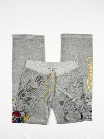 Ed Hardy Grey Velour Tracksuit ♡ Size M