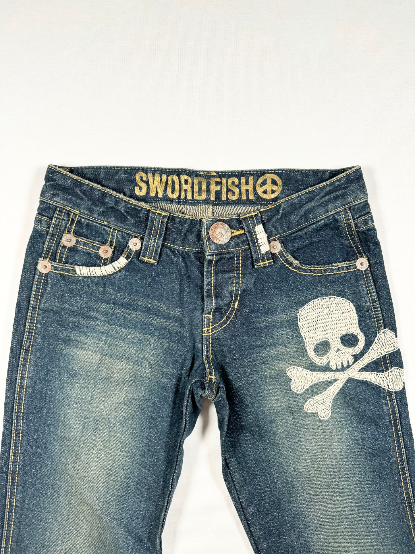 Swordfish Skull Flared Jeans