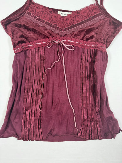 Burgundy Velvet Bow Cami