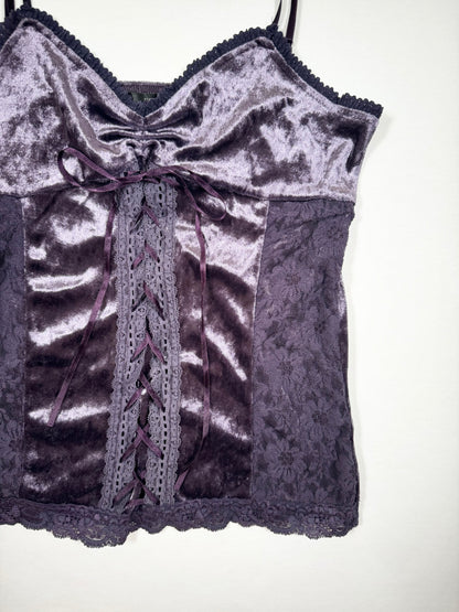 Purple Velvet Lace Up Cami